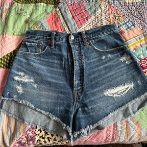 Abercrombie and Fitch Distressed Denim High-Waisted Shorts